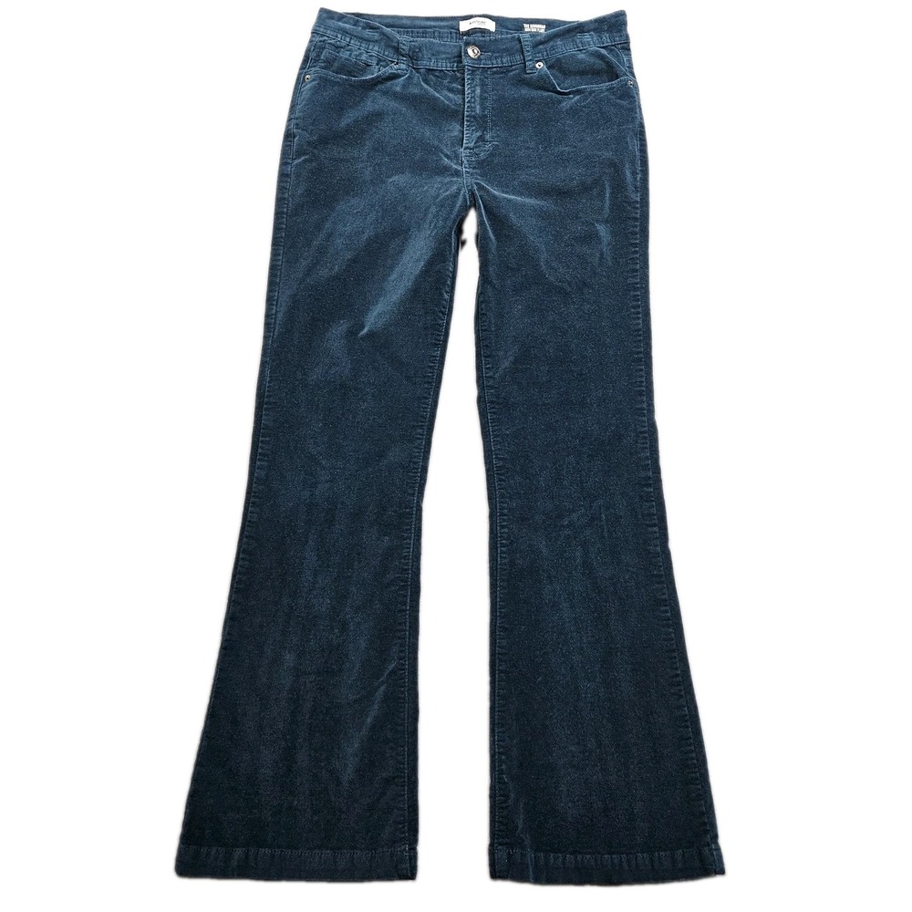 Kensie Savanah High Rise Flare Pants Womens 10/ 30 Teal Velvet Stretch 31x29